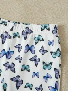 SHEIN Girls Butterfly Print Cami Top & Flare Leg Trousers - Multicolor - View 4