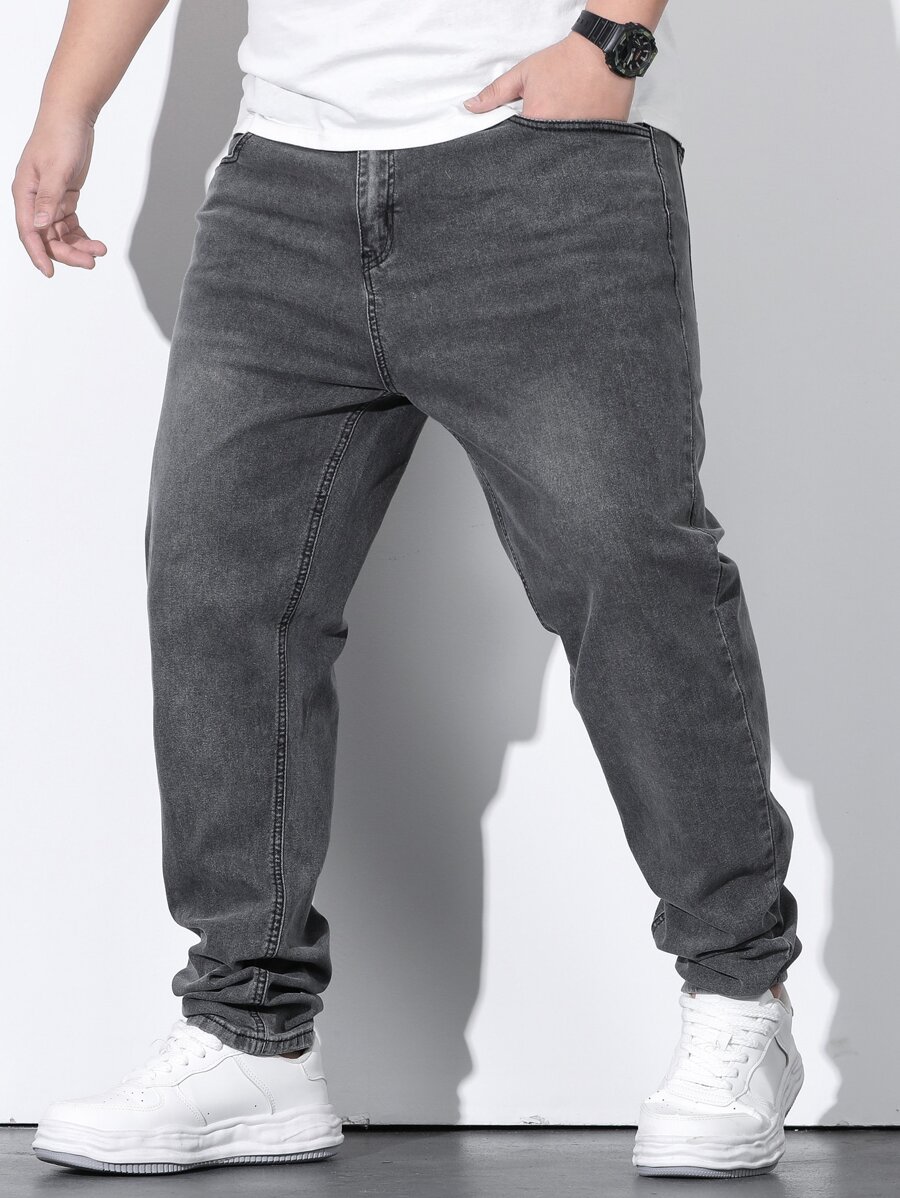 Manfinity Men Plus Slant Pocket Jeans - Grey - View 1