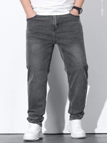 Manfinity Men Plus Slant Pocket Jeans - Grey - View 6