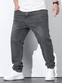 Manfinity Men Plus Slant Pocket Jeans - Grey - View 8
