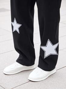 Manfinity EMRG Nam Bông Ngôi sao Đã vá Lỏng lẻo phù hợp Quần jean - màu đen - Xem 5