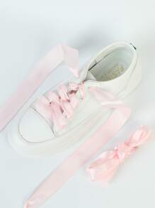 Dây giày dẹt lụa hồng 120cm, thích hợp để trang trí dây buộc giày - Hồng - Xem 3