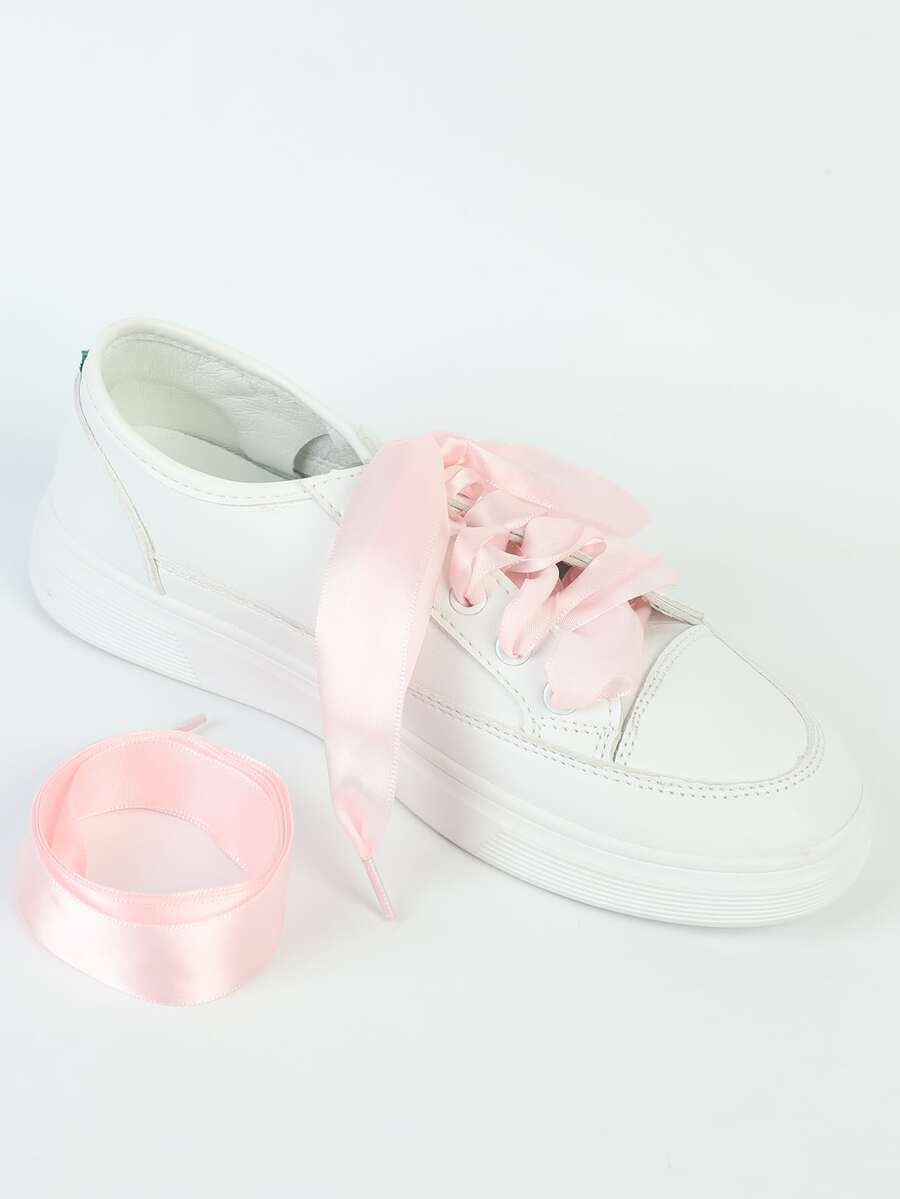 Dây giày dẹt lụa hồng 120cm, thích hợp để trang trí dây buộc giày - Hồng - Xem 1