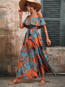 Breezaya Đầm Thắt lưng Xù Tách cao Nhiệt đới Boho - Nhiều màu - Xem 6