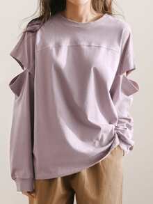 DAZY Cut Out Sleeve Tee - Purple - View 3