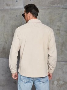 Manfinity Men Plus Plaid Print Pocket Patched Shirt - Khaki - View 2