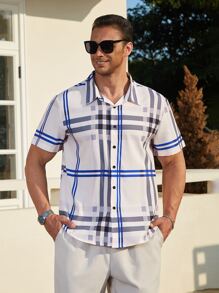 Manfinity Men Plus Plaid Print Shirt - White - View 3