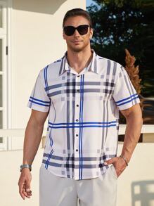 Manfinity Men Plus Plaid Print Shirt - White - View 4