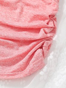 Bebé Vestido halter tejido jaspeado fruncido - Rosa - Ver 4