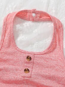 Bebé Vestido halter tejido jaspeado fruncido - Rosa - Ver 5