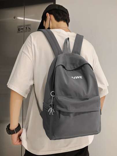 peach tree Mochila de nailon de unicolor minimalista con llavero de árbol de melocotón, bolsa de viaje y vacaciones, regalo para papá, bolsa escolar, mochila de viaje de gran capacidad, bolsa deportiva, bolsa para portátil, bolsa de libros, bolsa de regalo divertida, regalo para novio, artículos esenciales de vacaciones, bolsas de camping y viaje, bolsa de vuelta al colegio, funda para portátil de playa, bolsa de verano para la vida deportiva