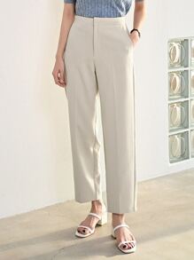 DAZY Solid Slant Pocket Suit Trousers - Apricot - View 8