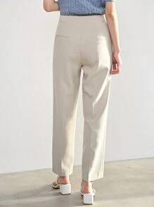 DAZY Solid Slant Pocket Suit Trousers - Apricot - View 2