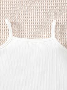 Đứa bé gái Kẻ sọc Áo sơ mi & Ren Mộc nhĩ Quần ống loe & Chất rắn Cami ngọn - Nhiều màu - Xem 5