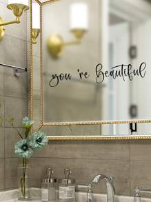 1 pieza Pegatina de pared con estampado de slogan - Negro - Ver 4