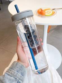 1入組透明便攜草編平底無腳杯 - 藍色 - 查看 1