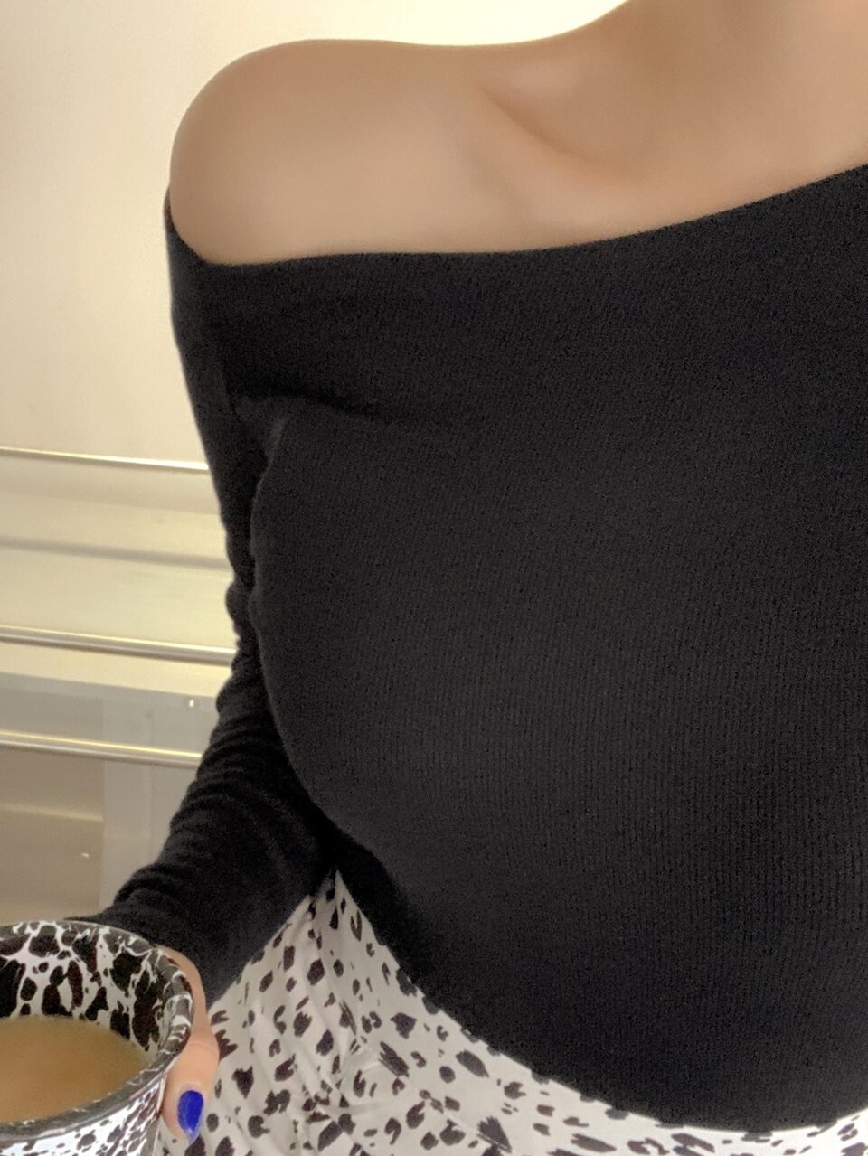 Solid Asymmetrical Neck Tee