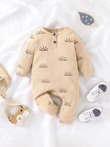 SHEIN Vintaside Kids 嬰兒男孩2件套太陽印花肋編連身衣 - 彩色 - 查看 4