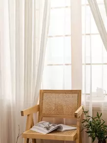 1 Pc Modern Plain Color Linen Sheer Curtain For Living Room/Bedroom Window Decor