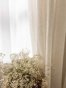 1 Pc Modern Plain Color Linen Sheer Curtain For Living Room/Bedroom Window Decor