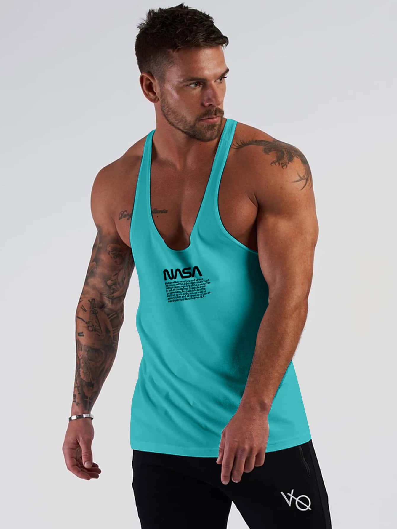 Manfinity Sport Corelite Boyfriend Style Men Slogan Graphic Sports Tank Top  Workout Tops Tank Top Pack Workout Tops Breathable - Mint Blue - View 1