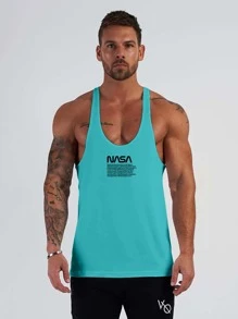 Manfinity Sport Corelite Boyfriend Style Men Slogan Graphic Sports Tank Top  Workout Tops Tank Top Pack Workout Tops Breathable - Mint Blue - View 5