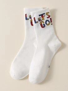 Slogan Graphic Crew Socks - Multicolor - View 2