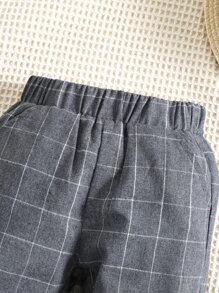 Baby Boy Grid Print Trousers - Dark Grey - View 3