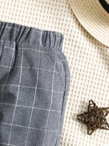 Baby Boy Grid Print Trousers - Dark Grey - View 4