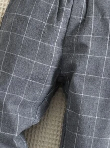 Baby Boy Grid Print Trousers - Dark Grey - View 5