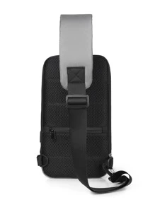 WEIXIER Mini Men Slogan Graphic Sling Bag Chest Bag - Grey - View 4