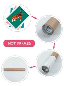 3入組老虎印花無框畫海報禮品適用於墻面裝飾 - 彩色 - 查看 4