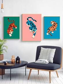3入組老虎印花無框畫海報禮品適用於墻面裝飾 - 彩色 - 查看 7