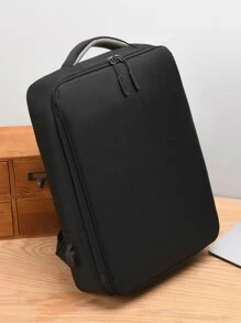 Men USB Charging Port Laptop Backpack - Black - View 1