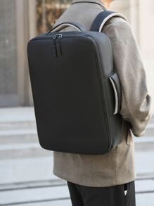 Men USB Charging Port Laptop Backpack - Black - View 2