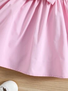 Bebé Vestido con estampado de mariposa ribete con fruncido con lazo delantero de manga farol - Rosa - Ver 6