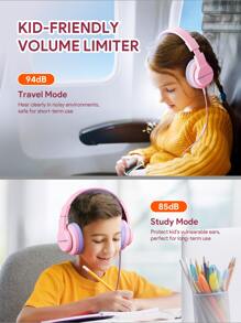JMMO Wireless Headphones,Kids Headphones With Microphone,40mm Drivers 85/94dB Volume Control Foldable & Durable For School Online Courses & Voice Calls,Gaming Headphone,Holiday Gift Gifts,Must-Haves For Autumn And Winter - Pink - View 4