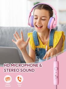JMMO Wireless Headphones,Kids Headphones With Microphone,40mm Drivers 85/94dB Volume Control Foldable & Durable For School Online Courses & Voice Calls,Gaming Headphone,Holiday Gift Gifts,Must-Haves For Autumn And Winter - Pink - View 5