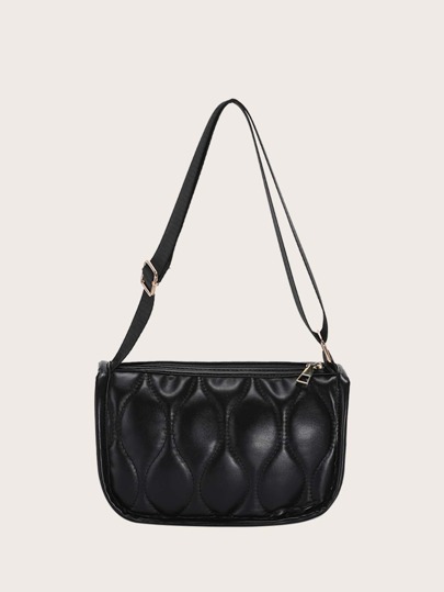 Quilted Detail Zipper Square Bag
