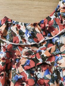 Toddler Girls Allover Floral Print One Shoulder Ruffle Hem Dress - Multicolor - View 5