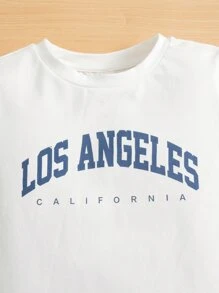 SHEIN Bộ thời trang bé trai Đắp vá Lá thư Giải trí - Màu xanh bụi bặm - Xem 3