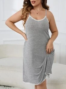 大碼蕾絲邊吊帶睡裙