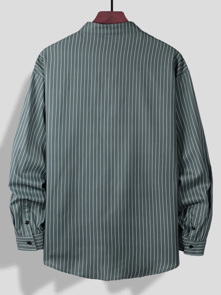 Loose Fit Men's Striped Print Drop Shoulder Shirt