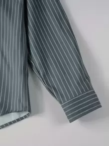 Manfinity Hypemode Lỏng lẻo phù hợp Nam In sọc Thả vai Áo sơ mi - Màu xám đen - Xem 6