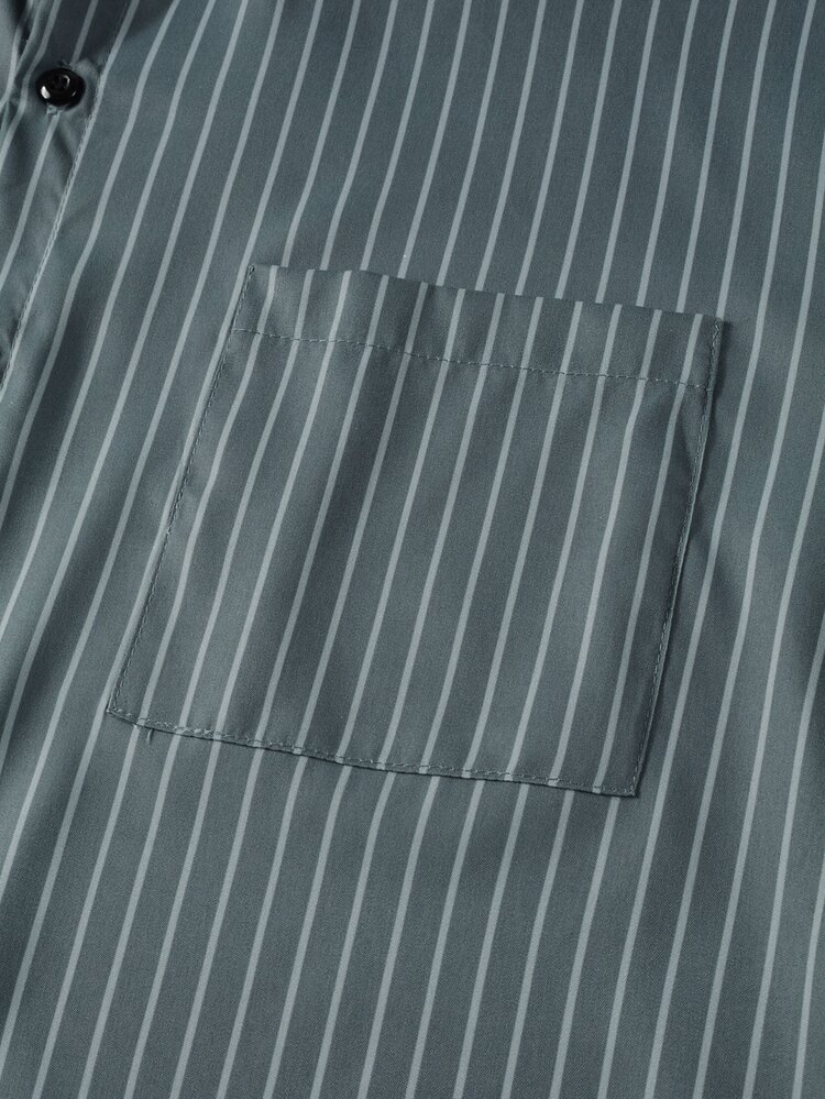 Loose Fit Men's Striped Print Drop Shoulder Shirt