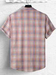 Manfinity Men Plaid Print Drop Shoulder Shirt - Pink - View 2