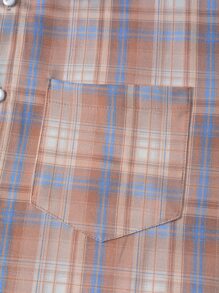 Manfinity Men Plaid Print Drop Shoulder Shirt - Pink - View 7