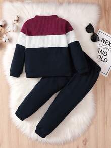 Toddler Boys Colourblock Mock Neck Sweatshirt & Joggers - Multicolor - View 2