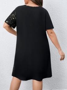 SHEIN LUNE 大碼星空圖案直筒連衣裙