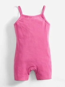 SHEIN Baby Heart & Slogan Graphic Cami Romper - Pink - View 2